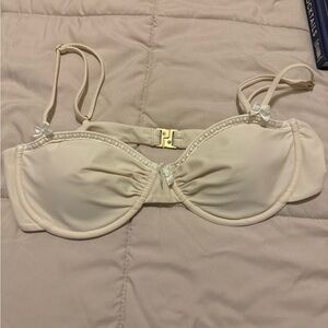 Strawberry Milk Mob Cream Bikini Top with Gold Clasp